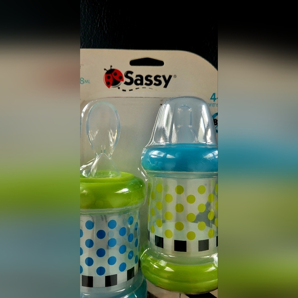 Sassy 2 pack 4 oz/118 ml Baby Food Bottle, Nipple, Spoon 4+ months Multi-colored - Picture 5 of 5